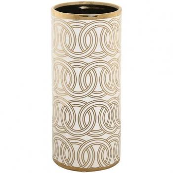 Jarrón de Porcelana DKD Home Decor Dorado y Blanco Oriental 13 x 13 x 36 cm