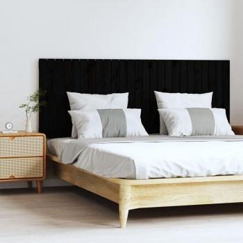 Cabecero de cama de pared negro 159,5x3x60 cm madera maciza de pino