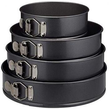 Set de 4 moldes para bizcochos redondos con fondo desmontable, antiadherente, diámetros de 18/24/26/28 cm - Relaxdays