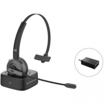 Conceptronic POLONA03BD - Auriculares inalámbricos Bluetooth con estación de Carga, Auriculares inalámbricos con micrófono con cancelación de Ruido