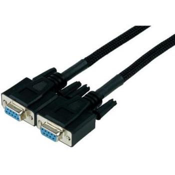 Phobya 3m Black Sleeved DB9 Serial Cable 1:1 (9-Pin Male to Male)