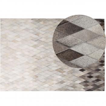 Alfombra de Piel de Vaca Blanco y Gris 160 x 230 cm Diseño Moderno Patchwork Hecha a Mano
