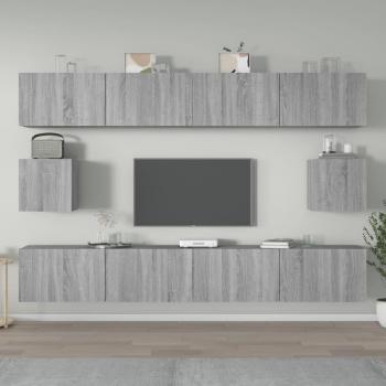 Set de Muebles para TV 6 Piezas en Madera Contrachapada Gris Sonoma