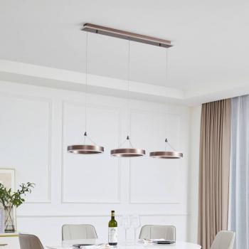 Lámpara colgante LED Kolo de Lucande, 3 luces, color marrón, material hierro, atenuable