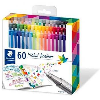 Pack de 60 Rotuladores Fineliner Triplus Staedtler Punta Fina 0,3 mm Colores Surtidos
