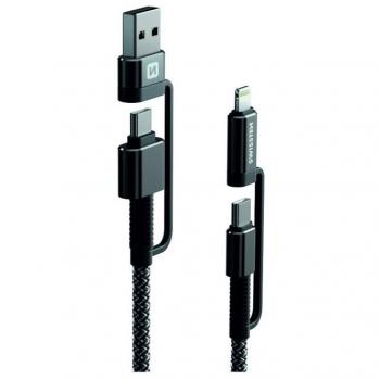 Cable USB + USB-C 60W para iPhone y iPad 1,5m Negro