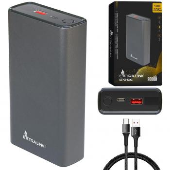 Batería Externa Power Bank 20000 mAh Ión de Litio, Carga Rápida 45W, USB-C, Gris Claro