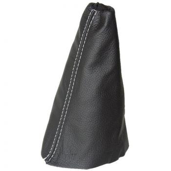 Para Citroën Xsara Picasso 1999-2010 marcha fuelle de cuero italiano negro bordado blanco