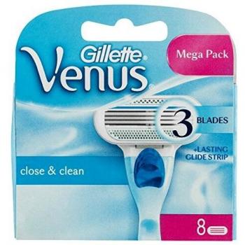 Gillette Venus Smooth Razor Blades Women, Pack of 8 Razor Blade Refills, Lubrastrip with A Touch of Botanical Oils