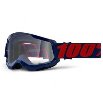 Gafas de motocross 100% Strata 2 Clear, color rojo y azul, tamaño único, máscara para adultos unisex con lente clara en multicolor Masego
