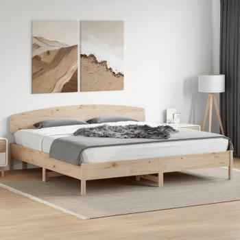 Estructura de cama con cabecero, madera maciza de pino, 200x200 cm, color marrón