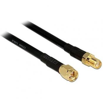 Cable de Antena SMA Macho a SMA Hembra 15m Bajas Pérdidas Color Negro