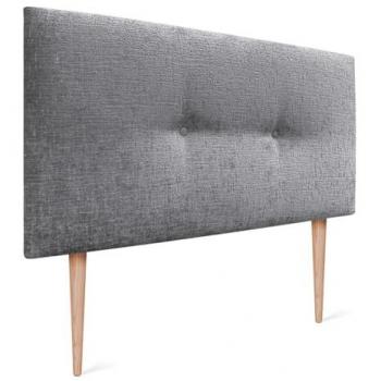 Cabecero Tapizado de Lana Natural con Botones y Patas, 110x105cm, Color Gris - Modelo Winter Luxury
