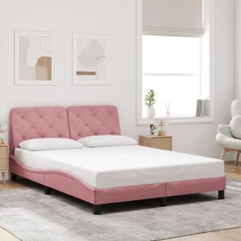 Cabecero de terciopelo rosa 140x190 cm con estructura de cama Vidaxl