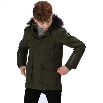 Regatta Proktor Parka - Chaqueta Impermeable con Aislamiento para niños, Infantil, Color Verde Oscuro, tamaño 9-10