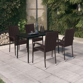 5-Piece Brown and Black Garden Dining Set