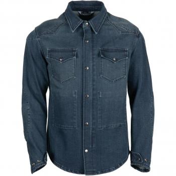 Camisa de motocicleta Helstons Vince Dirty de algodón armalith - Azul - 2XL