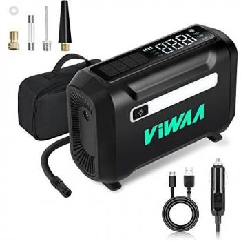 VIWAA Compresor Aire Coche Portátil, MAX 150PSI/6600mAh Inflador Ruedas Coche, con Dual Poder