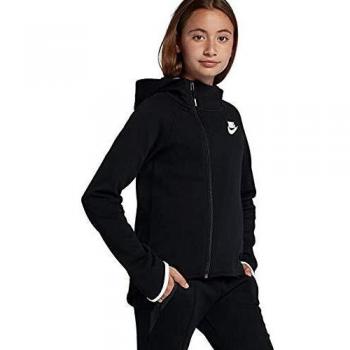 NIKE G NSW TCH FLC Hoodie FZ - Sudadera, Niña, Negro