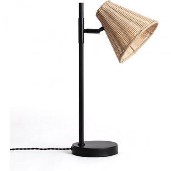 Lámpara de Mesa de Metal y Ratán Cesto