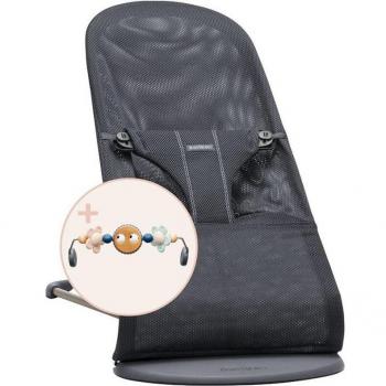 BabyBjörn Hamaca Bliss Mesh Antracita con Juguete Ojitos Traviesos