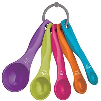 5pcs wicemoon Measuring Spoon Set Multicolor de silicona utensilios de cocina herramientas de cocina con mango de plástico y anilla para colgar