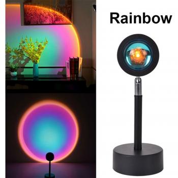 Proyector LED USB de Atardecer Arcoíris Rojo para Decoración de Pared y Lámpara de Escritorio para Dormitorio, Bar y Cafetería