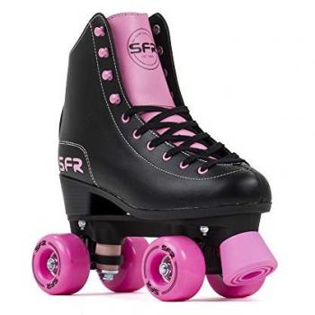 SFR Skates Patines 4 Ruedas Figure Negro/Rosa Niña Niños, Unisex Infantil y Juventud, Talla 38