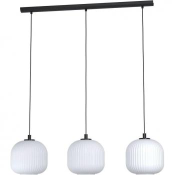 Lámpara colgante Mantunalle E27, 3 luces, longitud 120 cm, negro y blanco