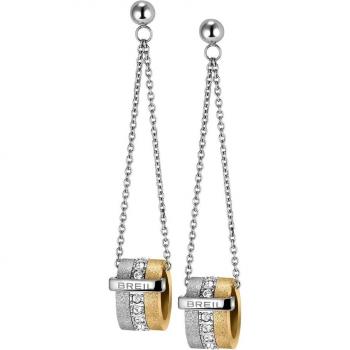 Pendientes de mujer BREILOGY en acero color gold, talla mediana con cristal - TJ1429