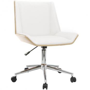 Silla de escritorio moderna PU blanca y madera clara MELKIOR