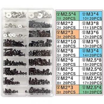 Akuoly Juego de Tornillos para Ordenador portátil Universal y Disco Duro M.2 SSD, M2 M3 M2.5, 355 Piezas