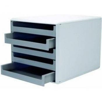Voss 30050910 cajones Cajas – A4, 5 cajones abiertos, gris claro/oscuro
