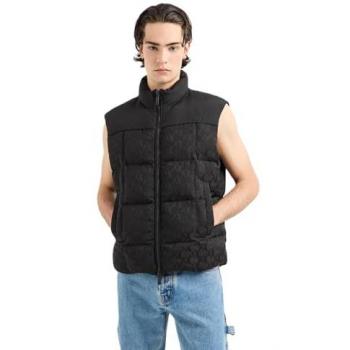 Armani Exchange Men's Black Padded Gilet with Monogram Pattern - XL