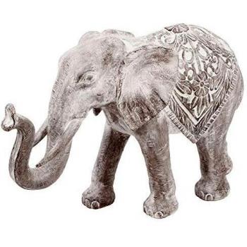 Estatua de elefante Jade - resina - efecto blanqueado - 20 cm - Atmosphera Creador de Interiores