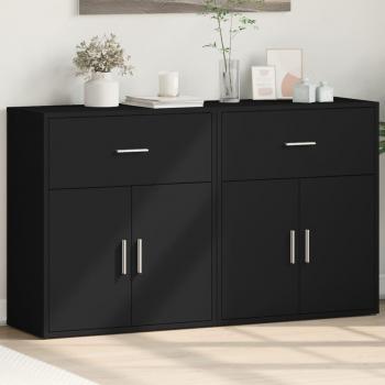 Aparador de madera multicapa negro 2 piezas 60x31x70 cm