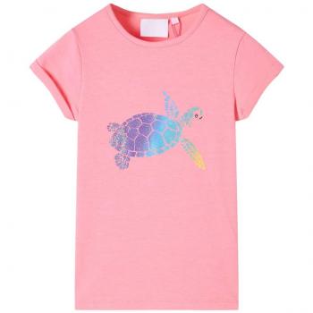 Camiseta infantil rosa chillón 92