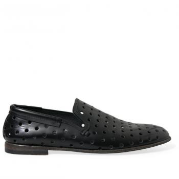 Dolce & Gabbana Black Leather Perforated Loafers Shoes - EU43/US10