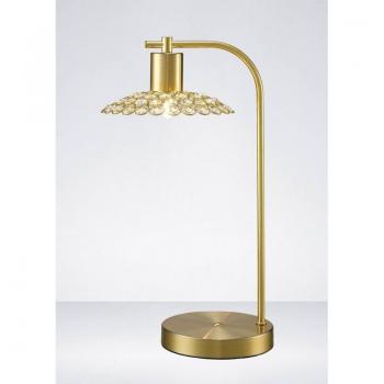 Lámpara de mesa Ellen 1 luz latón satinado claro y cristal