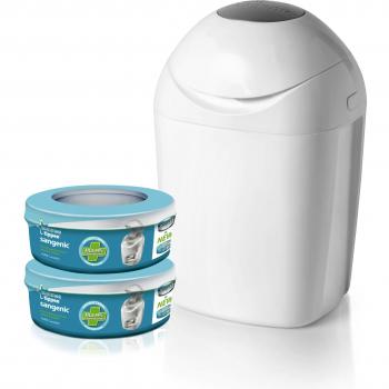 Sangenic MK4 Hygiene Plus+ - Cubo para pañales con sistema de enrollado individual antiolores con cierre hermético, incluye 2 cápsulas de bolsas