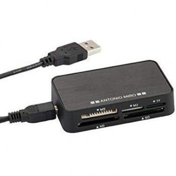 Lector de Tarjetas 6 en 1 Antonio Miró 147020 Negro - Adaptador USB Multifuncional