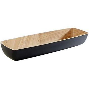 Cuenco rectangular Frida de melamina, 3.65 litros, 53 x 16.2 x 7.5 cm, color negro, apilable y apto para lavavajillas