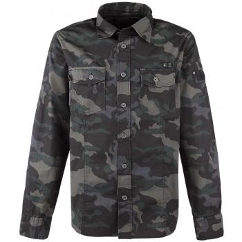 Brandit Men's Slim Fit Long Sleeve Dark Camo Shirt XL