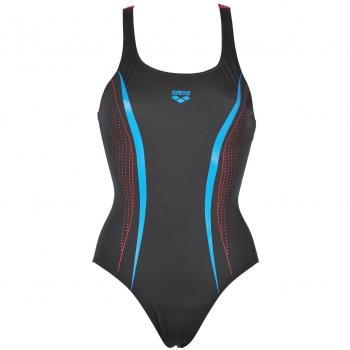 Arena Mujer Sport Sharp Bañador, Mujer, Damen Sport Badeanzug Sharp, Black-Red-Turquoise, 38