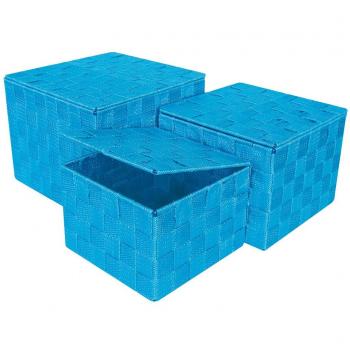 Laroom Juego 3 cestas, Azul, 3 Unidades