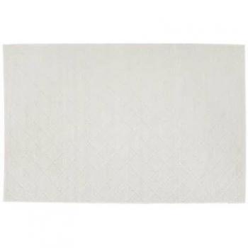 Beliani Alfombra rectangular de lana y algodón en blanco crema 140x200 cm, tejido a mano con motivos geométricos boho