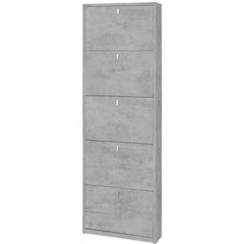 Zapatero Slim 5 Puertas Cemento 63x18x190 cm