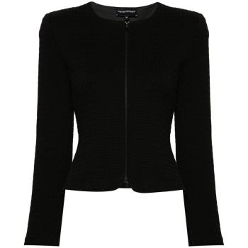 Emporio Armani Women's Matelassé Cotton Jacket, Light Jacket, Black, Size 50 (2XL), 6D2G7F2JYEZ0999