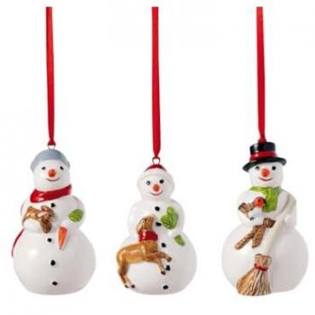Villeroy & Boch Nostalgic Snowman Ornament Set of 3