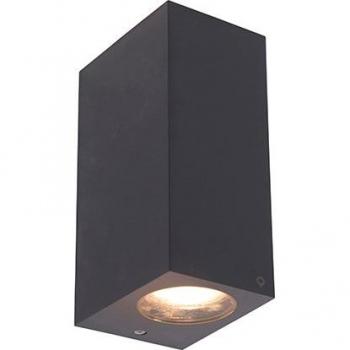 Aplique moderno gris IP44 Baleno II, plástico rectangular, adecuado para LED, max. 2 x 7 Watt